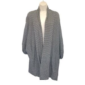 New York & Company Black and White Cardigan Sweater Size XL Open Slouchy Knit